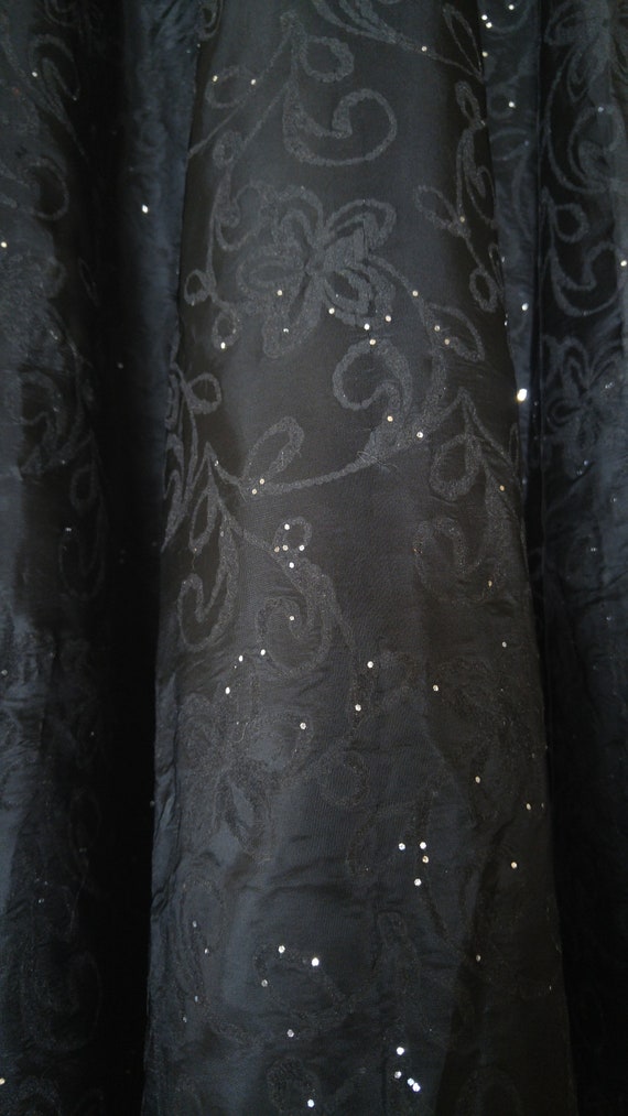 40's black velvet dress with diamante belt and fu… - image 6
