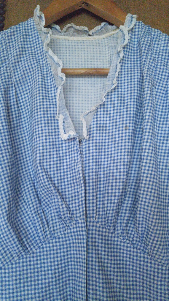 1920's blue and white gingham Prairie / country d… - image 2