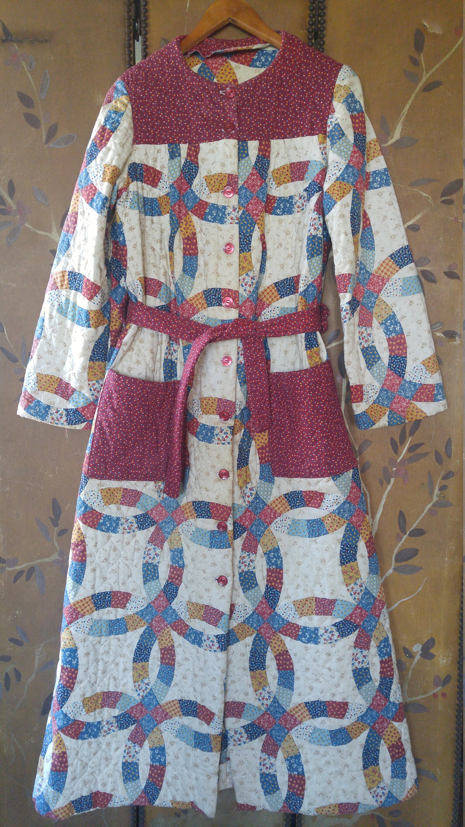 70s patchwork fabric quilt maxi dressing gown Etsy