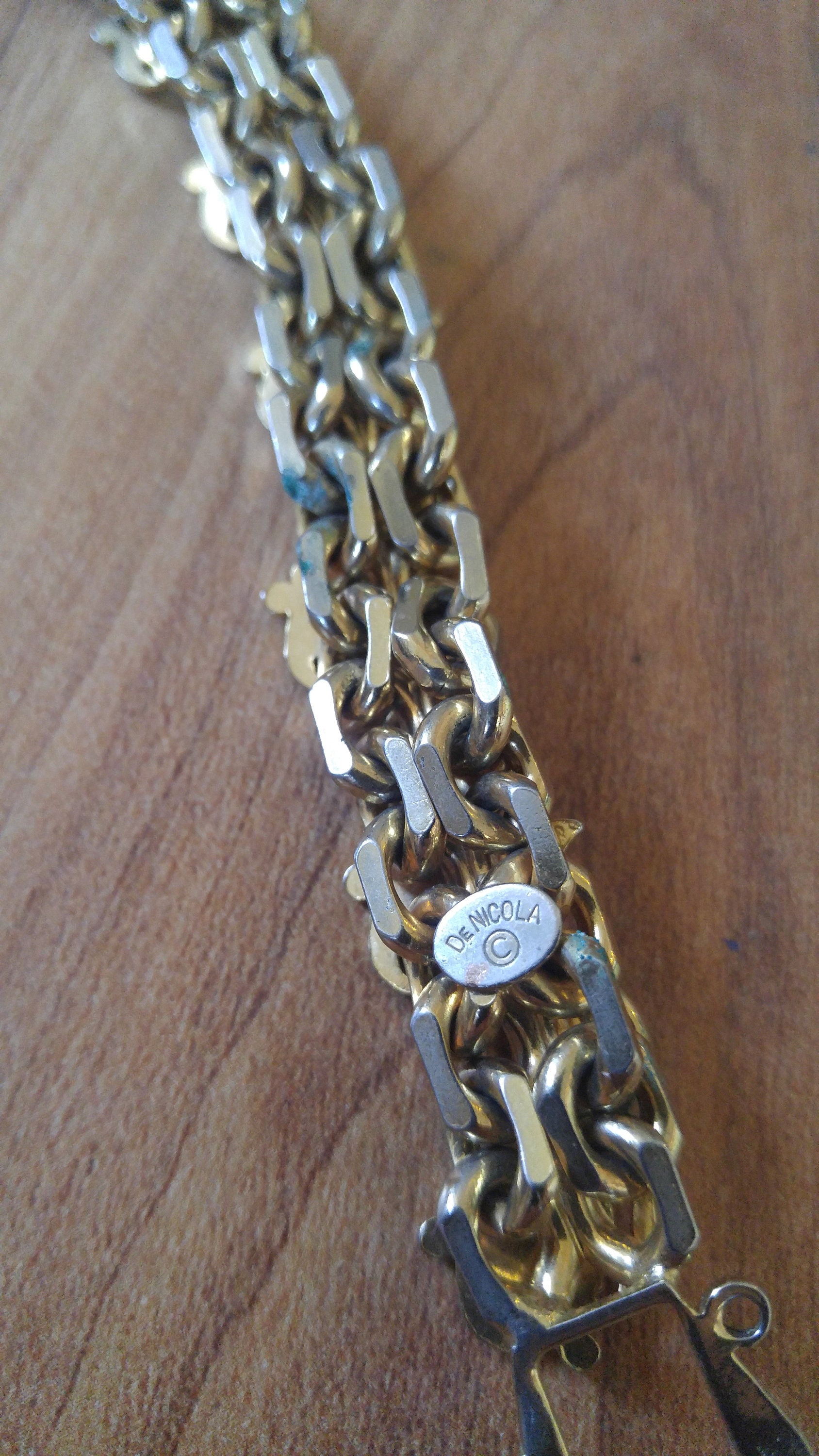 70's Rare Denicola New York Signed Gold Tone Victorian