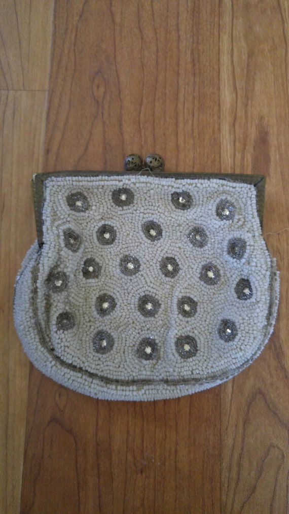 20s French beaded and diamante little coin purse /