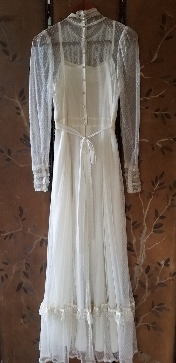 70s ivory sheer lace Victorian style Gunne Sax ma… - image 2