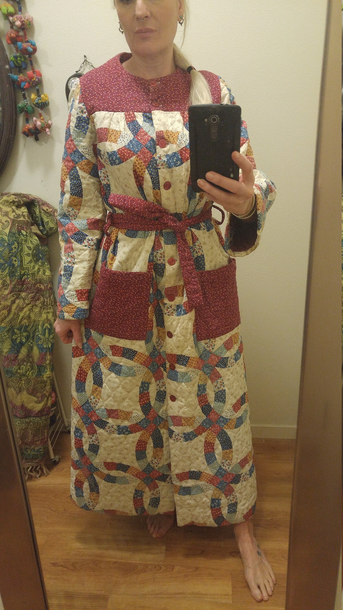 70s patchwork fabric quilt maxi dressing gown Etsy