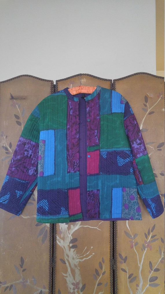 90s Phool colourful patchwork style quilt jacket