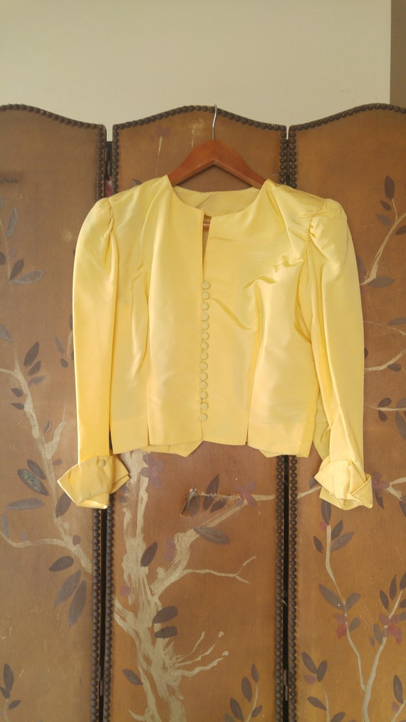 20's yellow sateen crop jacket - image 1