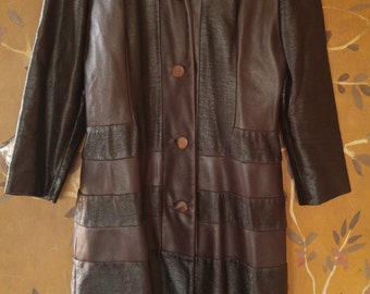 SALE!! 60s Lilli Ann brown vinyl / faux leather mod coat