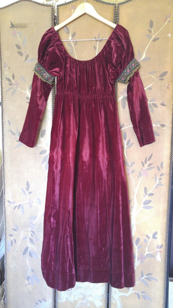 70s velvet India Imports burgundy maxi renaissance