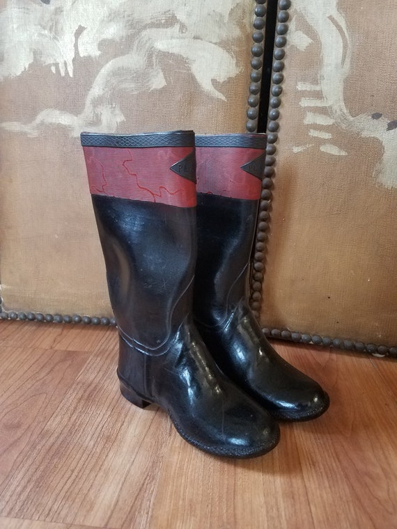 50s /60s childrens Wellington boots/rubber boots … - image 1