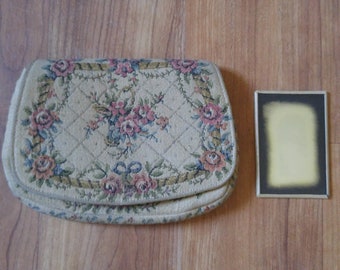 50s little tapestry purse and mirror