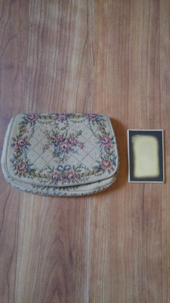 50s little tapestry purse and mirror