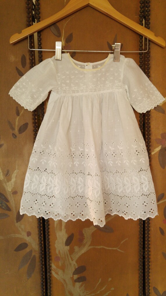 20s Broderie Anglaise White Cotton Baby Girl Dress Etsy Ireland