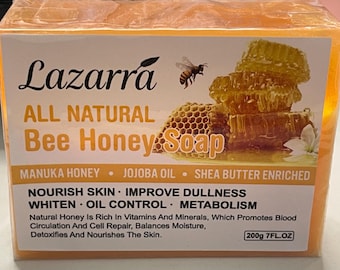 LAZARRA Bee Honey Soap | Manuka Honey, Jojoba Oil, Shea Butter | Nourishing Skin Care (200g)