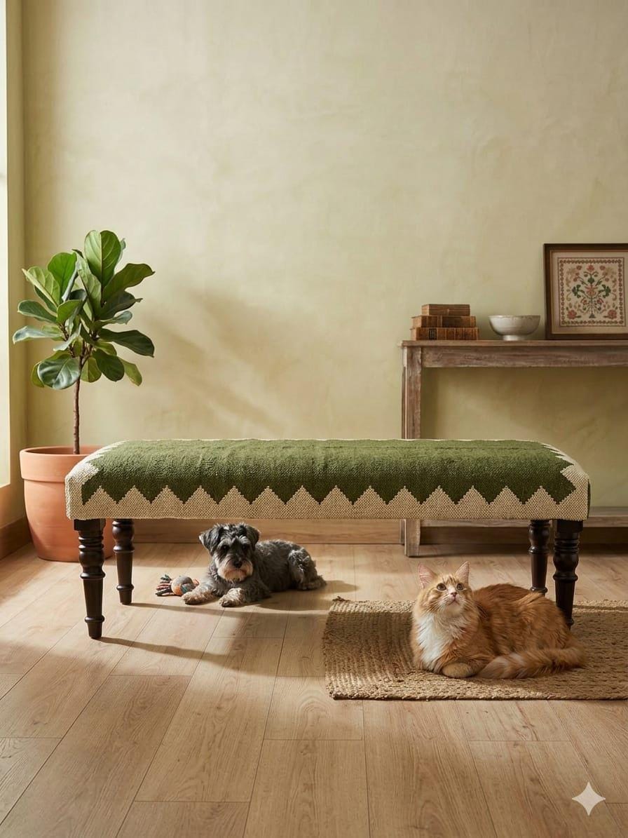 Simple Boho Bench Boho WOVEN Bench for Living Room.rustic Home Decor Furniture - Etsy