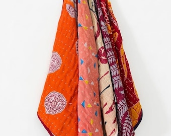 Lot de 5 torchons en coton Kantha – Style bohème lumineux, idéal pour la cuisine et comme cadeau de pendaison de crémaillère