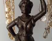 6-Arm Adjustable Jewelry Stand for Long Necklaces on Vintage Goddess Base Adjustable Necklace Holder