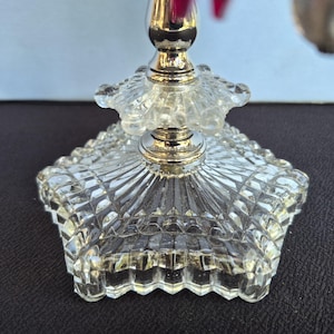 Revolving Nickel Earring Holder for 24+ Pairs on Upcycled Vintage Pattern Glass Lamp Base | Earring Tree | Store Display immagine 2