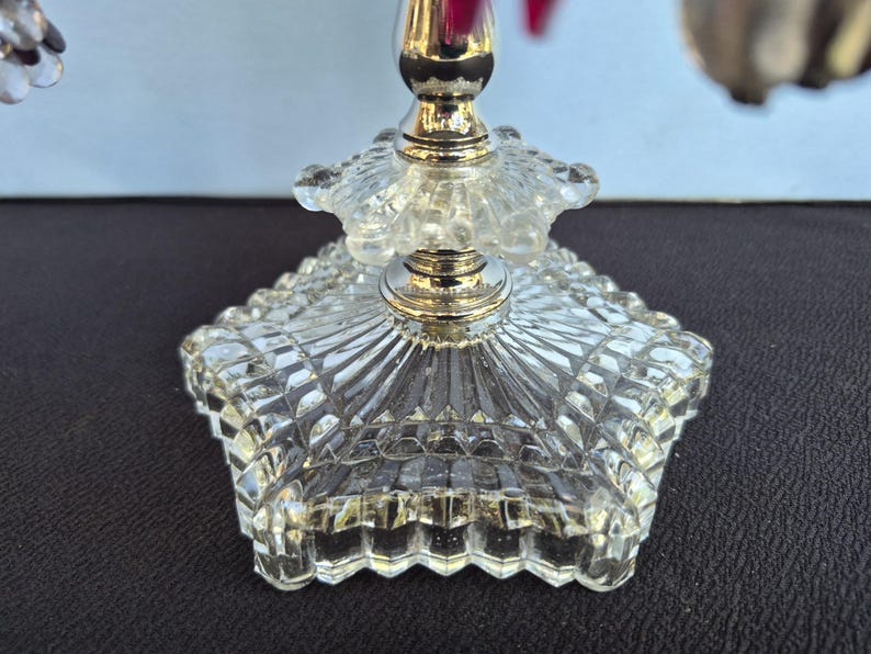 Revolving Nickel Earring Holder for 24+ Pairs on Upcycled Vintage Pattern Glass Lamp Base | Earring Tree | Store Display immagine 2