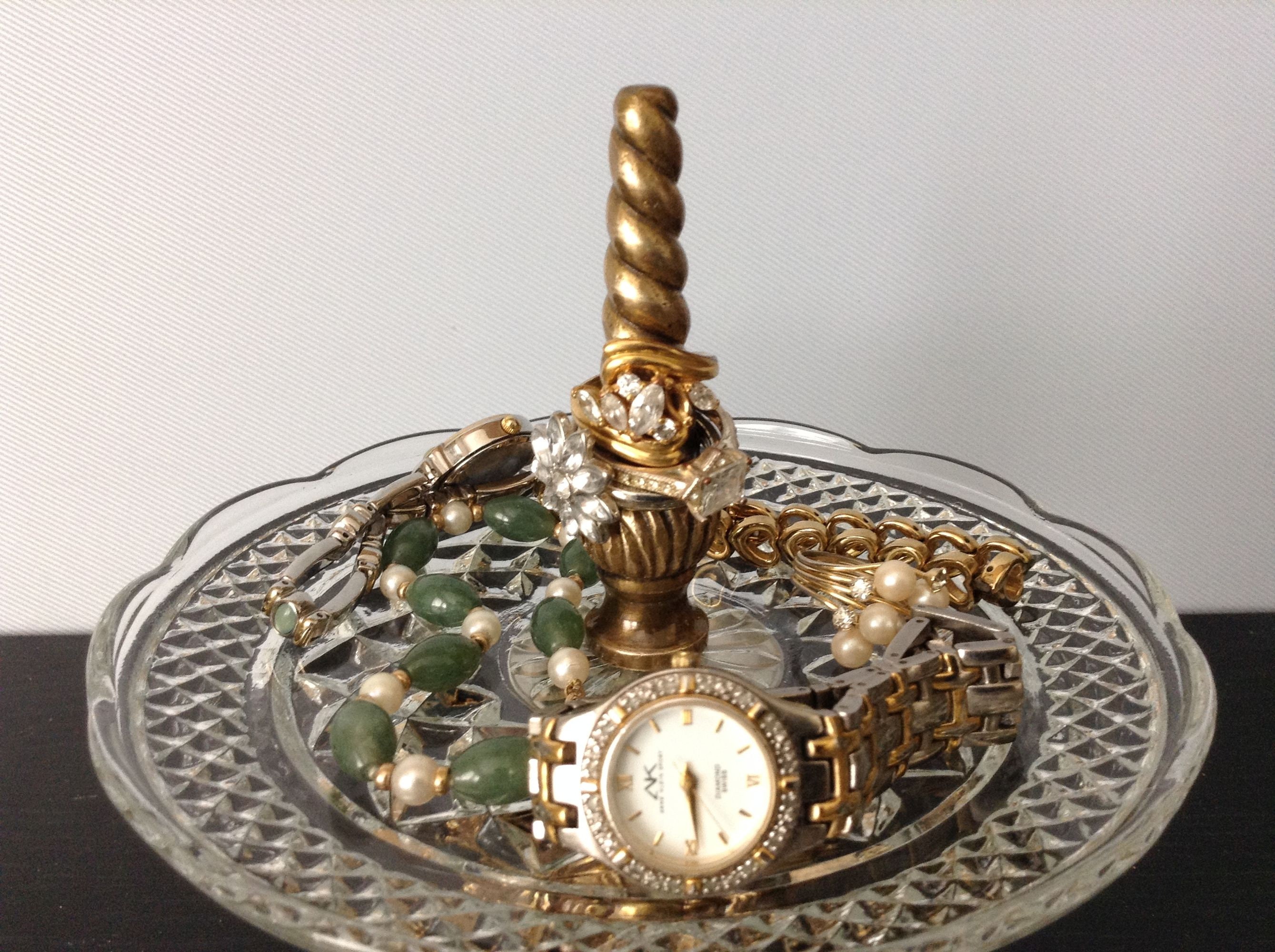 Antique Brass Ring Holder and Glass Dish Vintage Hollywood Etsy