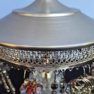 Revolving Nickel Earring Holder for 24+ Pairs on Upcycled Vintage Pattern Glass Lamp Base | Earring Tree | Store Display immagine 5