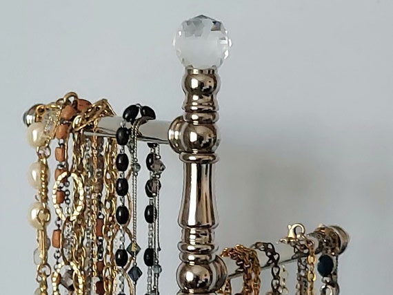 Vintage Hand Cut Crystal and Nickel Jewelry Organizer With 6 Vintage Hand Cut Crystal and Nickel Jewelry Organizer With 6