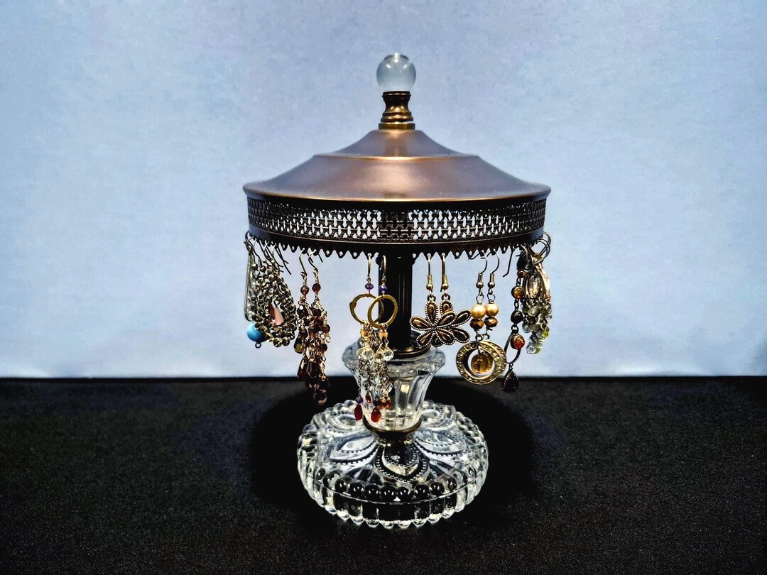 Revolving Pierced Earring Holder for 24 + Pairs on Antique Brass and ...