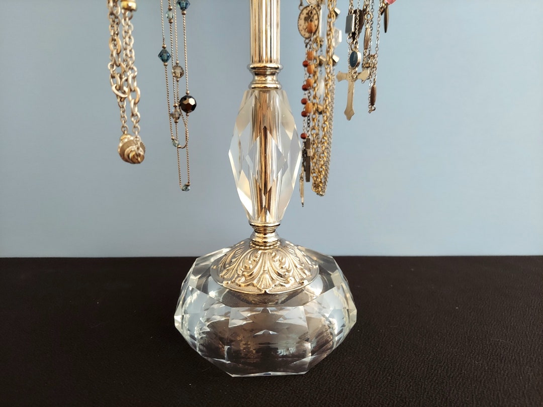 6arm Revolving Nickel and Pattern Glass Necklace Holder for Rosary