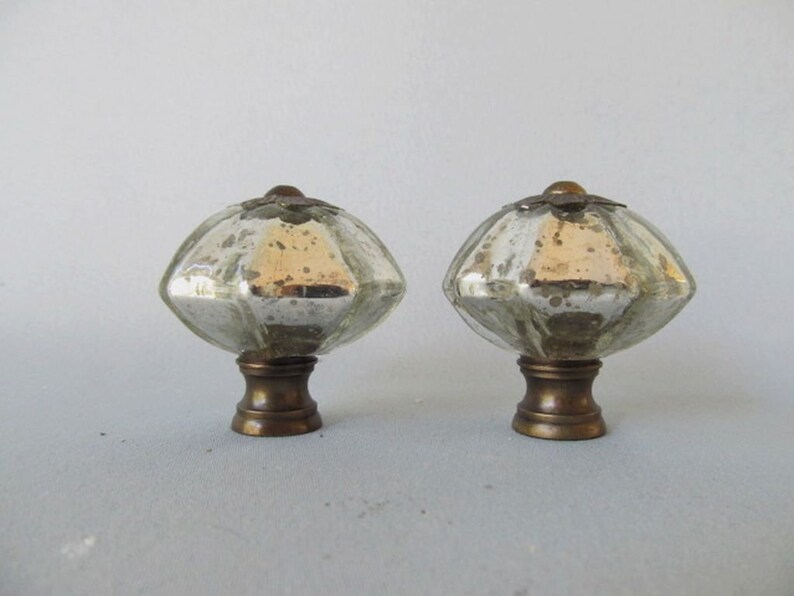 Pair of Large Mercury Glass Mid Century Style Lamp Finials Etsy