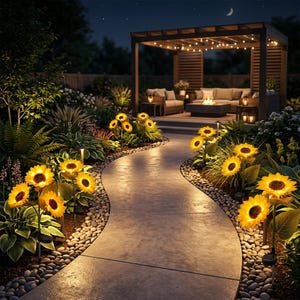 Luci da giardino a LED solari a forma di girasole per cortile, patio, prato, vialetto, decorazione esterna per passerelle, balconi, aiuole, illuminazione decorativa del paesaggio.