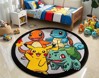Tapis de créature de dessin animé mignon - Tapis de sol décoratif antidérapant pour chambre à coucher, chambre d'enfants et salle de jeux