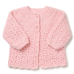 Baby crochet cardigan - matinee jacket crochet pattern dk 8ply wool- download pdf 18"-20* uk crochet terms