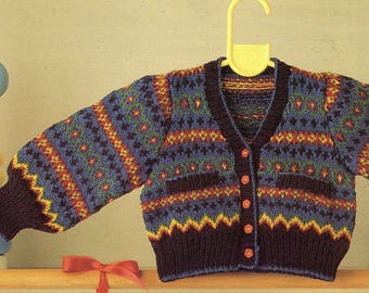 Child's Fair Isle Cardigan & Vest Knitting Pattern (PDF Download)