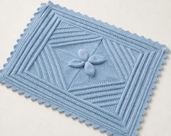 Leaf Pattern Baby Blanket Knitting Pattern – Squares Pram Cover (PDF Download)