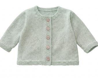 Baby Jacket Cardigan Knitting Pattern – Moss Stitch Bands, 5 Ply Yarn (0-36 Months) (PDF)