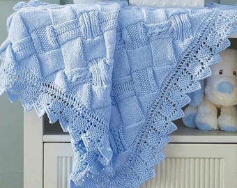 Baby Entrelac Blanket Knitting Pattern – DK Wool (PDF Download)