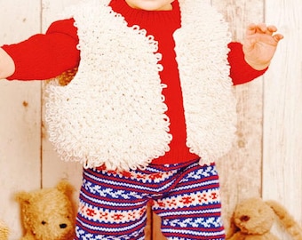 Baby Knit Vest Pattern, Easy Loopy Cardigan (6-36 Months) (PDF Download)