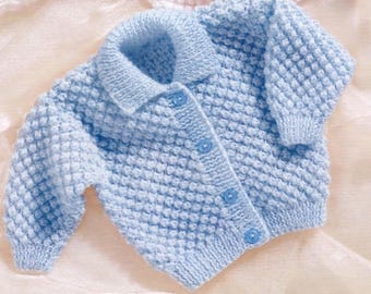 Baby Cardigan Knitting Pattern - Blackberry Stitch, 14-24" (PDF Download)