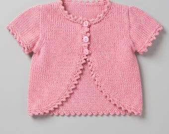 Short sleeved bolero cardigan dk ( 8ply ) Birth-5 years Knitting Pattern download PDF