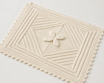 Leaf Pattern Baby Blanket Knitting Pattern – Embossed Squares Pram Cover (PDF Download)