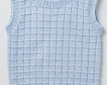 Childs Textured Vest Knitting Pattern – Round Neck, 4ply Yarn (PDF Download)