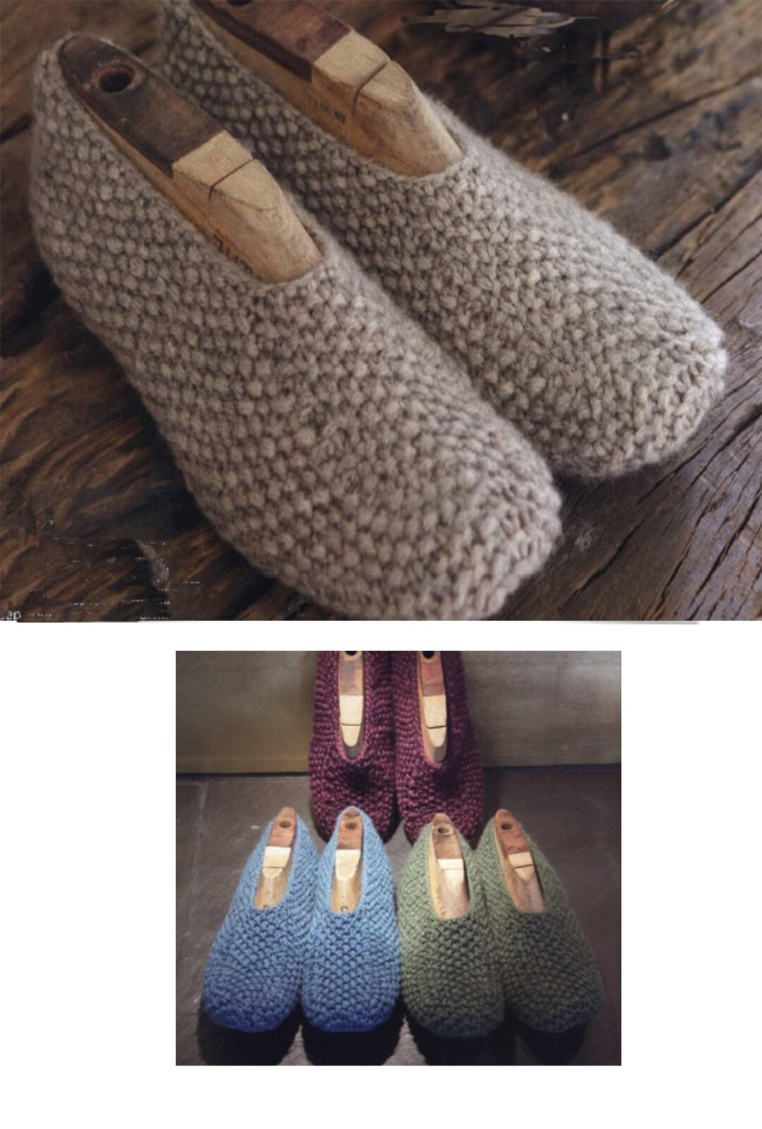 Easy Knit Chunky Slippers Knitting Pattern Knitted on Two Needles ...