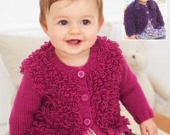 All over loopy jacket or with stocking stitch sleeves & loopy helmet 16 -26" ~ dk wool 8ply light worsted knitting pattern pdf download