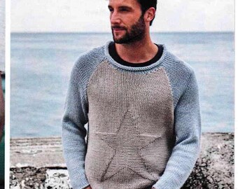 Chunky Star Motif Raglan Sweater Knitting Pattern (PDF Download)