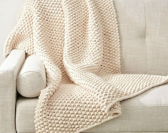 Chunky Knit Baby Blanket Pattern - Easy Jumbo Wool (PDF Download)