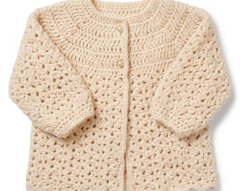 Baby crochet cardigan - matinee jacket crochet pattern dk 8ply wool- download pdf 18"-20* uk crochet terms