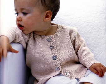 Boy's girl's baby jacket cardigan- moss stitch bands sport - 5 ply ply- 19" - 27" ( 0-36 months)-- knitting pattern download pdf