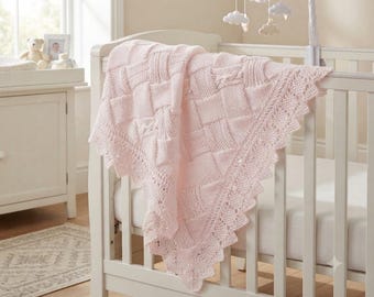 Baby Entrelac Blanket Knitting Pattern – DK Wool (PDF Download)