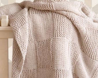 Chunky Baby Blanket Knitting Pattern – Seed Stitch, Basket Weave (PDF Download)