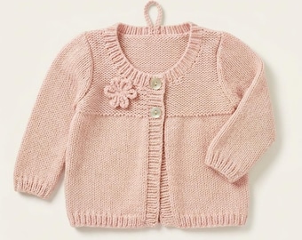 Girls Cardigan Knitting Pattern: Short/Long Sleeve Baby Jacket (PDF Download)