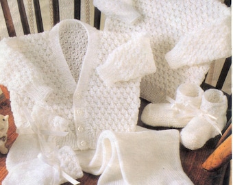 Vintage Baby Knitting Pattern: Cardigan, Trousers, Mitts & Boots (PDF Download)