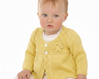 Baby children’s cardigan knitting pattern Girls jacket short or long sleeve 16-26" DK wool or 8ply PDF Download